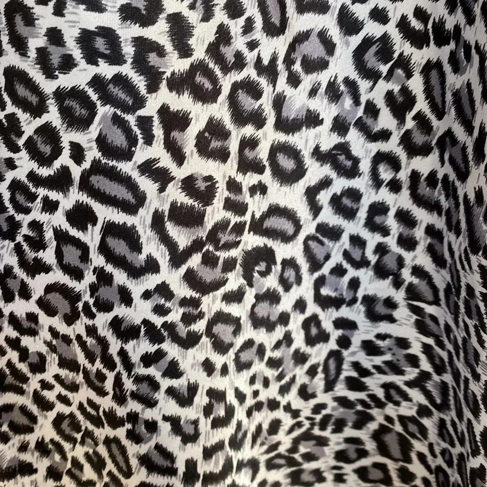 Black Gray Leopard Print Polyester Nightgown - image 5